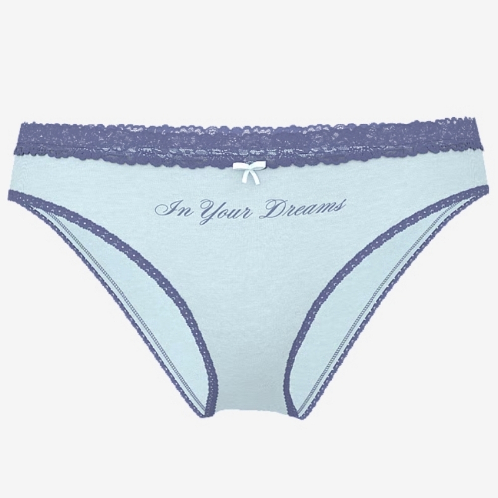 Victoria's Secret PINK Cotton Lace Trim Blue In Your Dreams Cheeky Panty